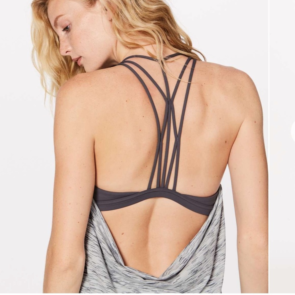 Strappy Open-Back Sports Bra - Gray